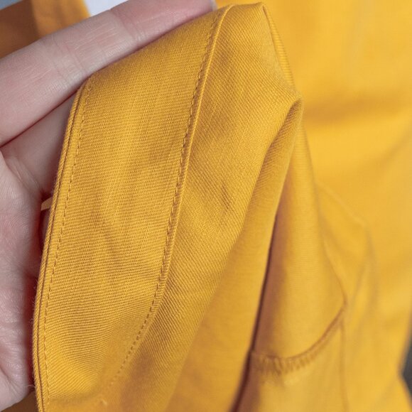 Ann Taylor Halter Midi Dress Mustard Yellow Gold Linen Blend Retro 50s A Line - Picture 5 of 11